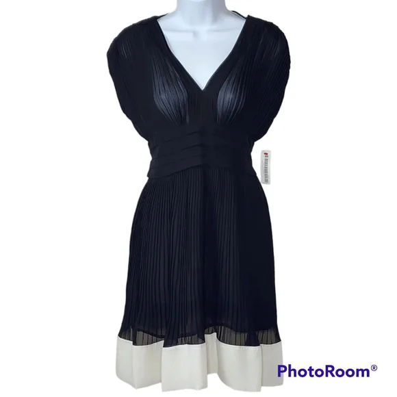 XXi Forever 21 dress cocktail black chiffon back zip & tie sleeveless sz sml - Picture 2 of 15